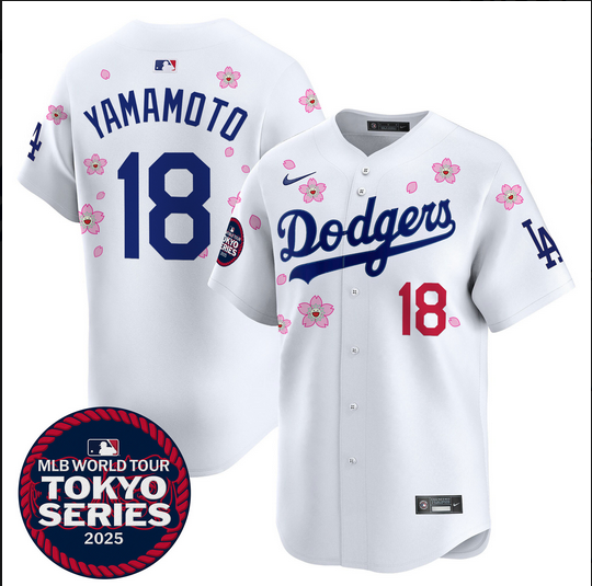 Men Los Angeles Dodgers 18 Yamamoto Tokyo Series 2025 white Limited Stitched Jersey